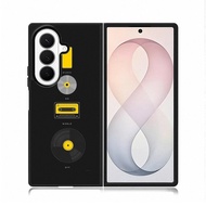 Retro Music Black Gold Minimal Hybrid Case Custom Casing Samsung Galaxy Z Fold 8 Ultra 7 6 5 4 3, Sa
