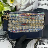 香奈兒/Chanel 香奈兒藍色粗花毛呢編織流浪包 小號 單肩斜挎包 鐳射25開