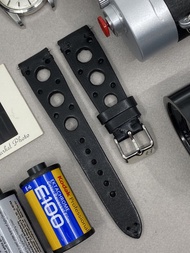 純黑皮革賽車型錶帶20mm 錶帶訂製 rolex omega panerai 手工錶帶