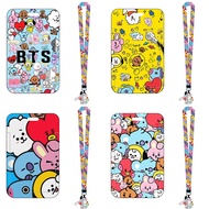 BTS Lanyard Ezlink Card Holder Kpop Bt21 Kawaii Anime Lanyard Tata Rj Shooky Cooky Chimmy Work Card Student Card Protector Photo Card Holder Protective Cover Access Control Card Bag Birthday Gift