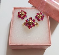 10k gold jewelry set with Swarovski stone