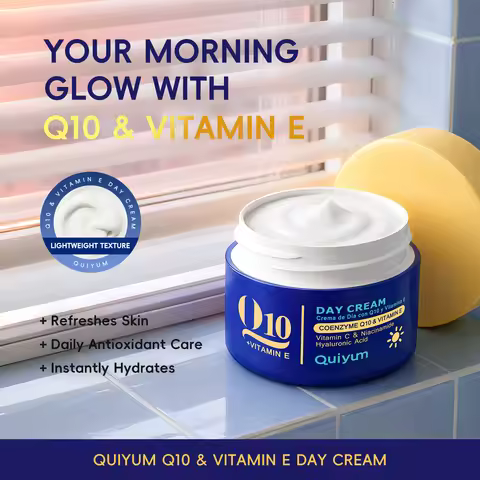 Quiyum Q10 & Vitamin E Day Cream 30g Gentle Firming Care Daytime Hydration with Coenzyme Q10, Hyalur