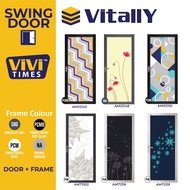 Aluminium Swing Door Toilet with Door Frame Bathroom Door Toilet Swing Door Pintu Tandas Jenis Vitally Eco Art Panel