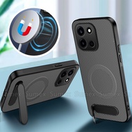 Carbon Fiber Stand Holder Phone Case For 1+ OnePlus Nord 6 5G Shockproof Magnetic Charge Ring Casing