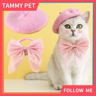 Pet Hat Headgear with Bell Bow for Cats Dogs Adjustable Soft Beret Cat Dog Cute Cap Accessories Pet 