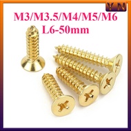 H68 Brass Cross Countersunk Head Self-Tapping Screws Pure Copper Wood Screws All Copper Flat Head Se