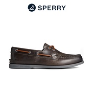 Sperry Men's Authentic 2-Eye Burnished Boat Shoe - Grey (STS25769) Loafer Shoes Men Leather Shoes Me