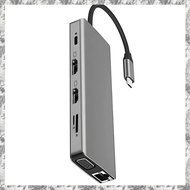 [I O J E] 12 in 1 USB-C to 4K VGA Adapter Hub Triple Display Monitor Interface Laptop for PC USB-Aud