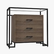 GIMMYFIVE Wood Dresser Chest with Tempered Glass Top - 3 Drawer Dresser - Wide Storage Space - Steel Frame - Clothes Organizer and Storage Cabinet for Bedroom, Living Room