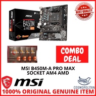 MSI B450M-A PRO MAX mATX AMD AM4 SOCKET Motherboard + AMD RYZEN CPU COMBO