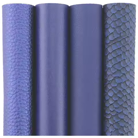 Plain Solid Blue Litchi Weave Diamond Textured Smooth Soft Faux Synthetic Leather Fabric For Wedding