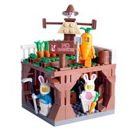 City Farm Carrot Rabbit Doll Bear Farmland Small Particle Building Blocks Mini Scene Plant Compatible with Lego BVDC