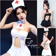Set Lingerie + G String Seksi Model Cosplay Lovely Nurse LG230 Lingerie Murah BodySuit Baju Dinas Is