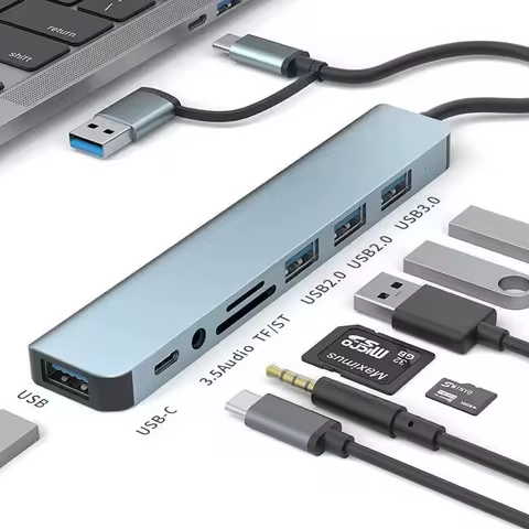 USB C Hub Type C Adapter USB 3.0 Docking Station Compatible PD SD TF Rj45 HDMI Fast Data Transfer US