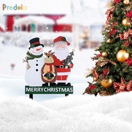 [Predolo] Xmas Yard Sign, Decorative Yard Art, 30cm deer Santa Snowman Sign Garden Stake for Sidewal