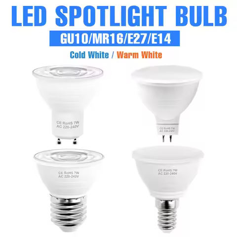 E27/E26 LED Spotlight GU10 Bulb MR16 Ceiling Lamp E14 Chandelier Bulbs GU5.3 AC 220V 5W 7W Home Ener