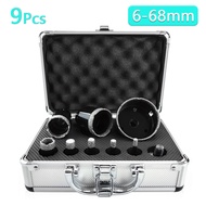 One Set 9Pcs 6-68mm M14 Thread Diamond Cup Saw, Porcelain Tile And Marble Hole Saw Dry Drill Bit Set