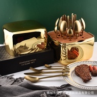 Golden Lucky Box Western Cutlery Cutlery Curved Handle Distressed Cutlery Spoon Gift Cutlery Gift Gi