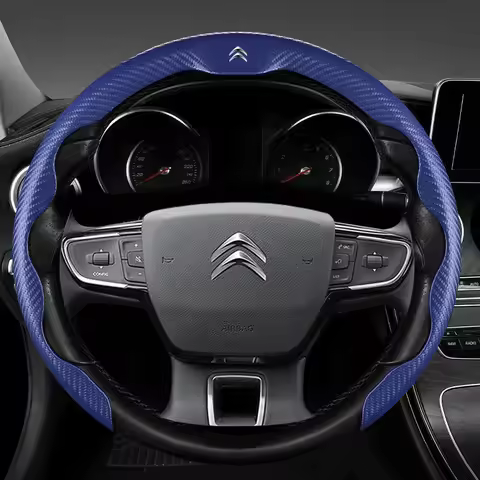 For Citroen C4 Cactus C5 C4l Ds4 Ds5l 1 C2 C3 Picasso Carbon fiber Leather Car Steering Wheel Cover 