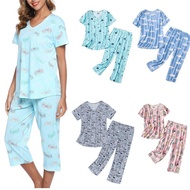 大碼女裝上衣新款韩版 大碼女裝上衣 大碼 套裝 女 2024 新款 Amazon Imported Cropped Pant Set - Knitted Cotton Loungewear - Plu