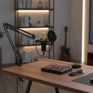 BM-800 Condenser Microphone Bundle with 3.5mm Cable and V8 Multi-Purpose Live Audio Interface for PC