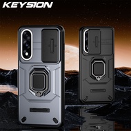 KEYSION Shockproof Case for OnePlus Nord 5 5G Slide Camera Lens Protection Metal Ring Stand Phone Co