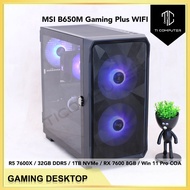 MSI B650M Gaming Plus WIFI Ryzen 5 7600X 32GB DDR5 RAM 1TB NVMe SSD RX7600 8GB Win 11 Pro Refurbishe