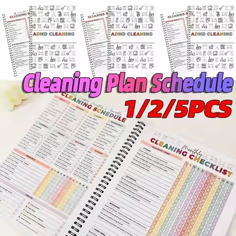 1/2/5Pcs DIY Home Cleaning Plan Schedule Checklist Organizer ADHD Cleaning Planner Weekly Monthly Ho