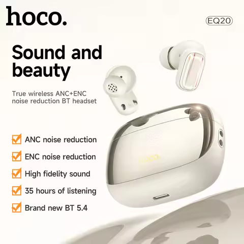 HOCO EQ20 ANC ENC Noise Cancellation Bluetooth 5.4 Wireless Earbuds Support Dual Connect HiFi Stereo