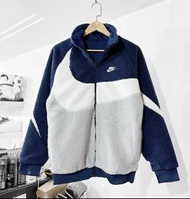 Nike Big Swoosh Jacket Navy 雙面羊羔毛外套 深藍灰白