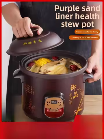 Fully automatic 2.5-6L electric slow cooker, ceramic soup pot, clay pot for home use, for cooking po