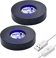 Wood LED Light Base for Acrylic, Resin, Crystal, Glass Art, 7 Color Cycle USB Crystal Sphere Holder,
