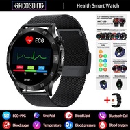 Blood Sugar Smart Watch Blood Lipid Uric Acid Health Monitor Sport Watch Smart ECG+PPG HD Bluetooth 