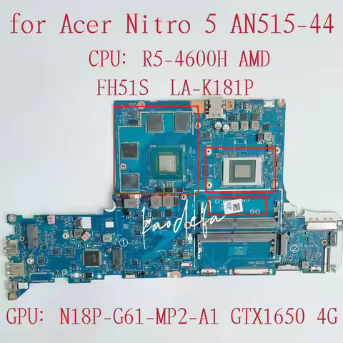 FH51S LA-K181P Mainboard for Acer Nitro 5 AN515-44 Laptop Motherboard CPU: R5-4600H GPU:N18P-G61-MP2