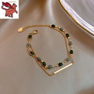 bracelet women jewellery 916 gold double layer pebble bracelet luxury vintage niche design simple temperament jewelry earrings free gift