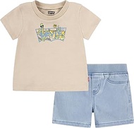 Baby Boys and Set Sbss242 LVB Batwing Tee & Knit Short S 6EK813 Matched Outfits, Cloud Dancer, 12 Mo