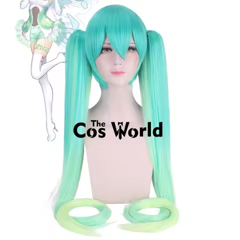 Miku 2017 Racing 120cm/47inch Long Straight Halloween Anime Cosplay Wigs Synthetic Hair + Wig Cap