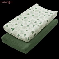 KAMQEN 2PCS Changing Mat Cover, Reusable Ultra Soft Diaper Changing Pad Cover, Muslin Fitted Sheets 