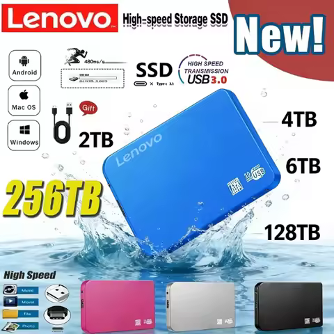 Lenovo 256TB High-speed 4TB 8TB 16TB SSD Portable External Solid State Hard Drive USB3.0 Interface 1