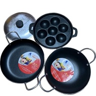 Combo 3 Piece includes 7-hole non-stick banh khot mold - 1 22cm non-stick pan - 1 22cm flat non-stic