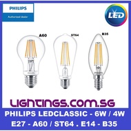 Philips LedClassic Bulb 6W / 4W - E27 A60 / ST64 . E14 B35