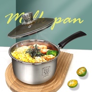 Stainless Steel Small Milk Blocks Soup Pot Complementary Food Pot Baby Frying Integrated Instant Noodles Snow Flat Non-Stick Thickened for One Person Multi-Functional