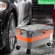 [Kloware] Foldable Car Wash Bucket with Rolling Wheels 5.81 Gallon Pail Household Portable Water Tan