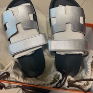 💖Hermes 二舅鞋 拖鞋 銀色 38號💖 全新全配