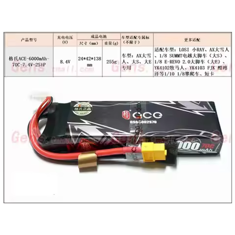 Gens ace 4000mah 2s 3s 4s 50c 70c 4300mah 4600mah 5200mah 6000mAh Car lithium Lipo Battery with T/XT