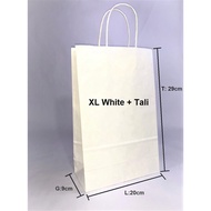 PUTIH Custom Souvenir Paper Bag/SOS Gift Paperbag XL White Paper Bag 20x9x29cm 125 GSM White Color