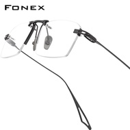 FONEX Titanium Glasses Frame Men New Rimless Square Matte Eyeglasses Optical Frame Eyewear Act-fix