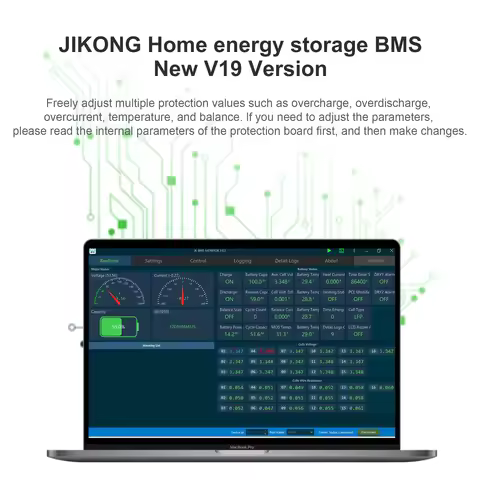 JIKONG BMS V19 JK-PB2A16S15P 4.3/7.0 LCD Smart Household Energy BMS 8S-16S 24V/48V Li-ion/ Lifepo4/ 