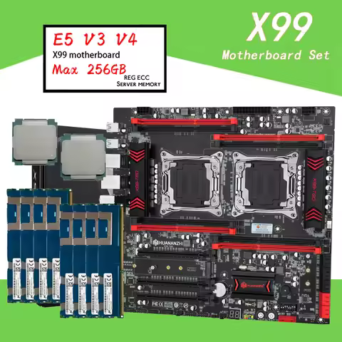 X99 T8D Dual CPU Motherboard Combo with E5 V3 V4 DDR3 Max 256GB 1866MHz Support M.2 NVME NGFF USB3.0
