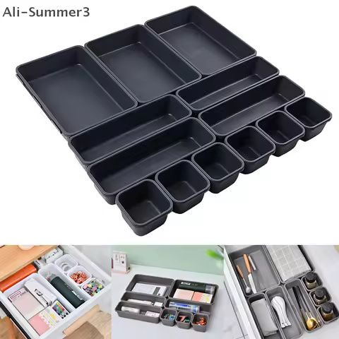 13Pcs Drawer Organizers Separator for Home Office Desk Stationery Storage Box for Kitchen Bathroom M